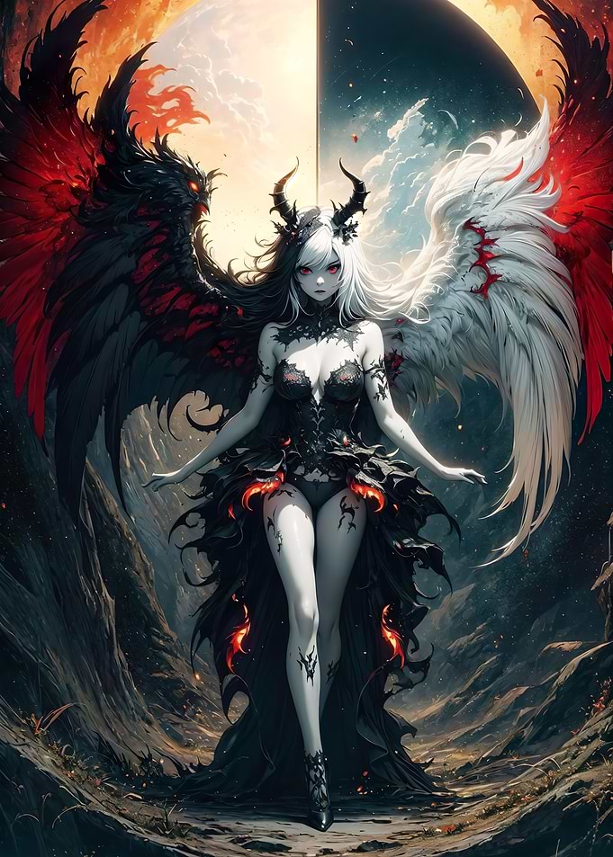 Gothic Angel and Devil