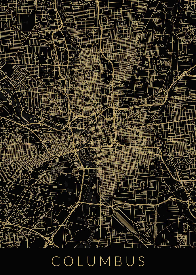Columbus Map Black Gold