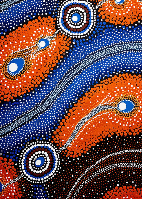 Outback Sunset Canvas — dot painting style metal print