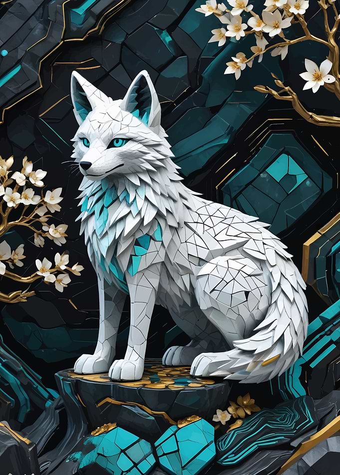 White kitsune Kintsugi