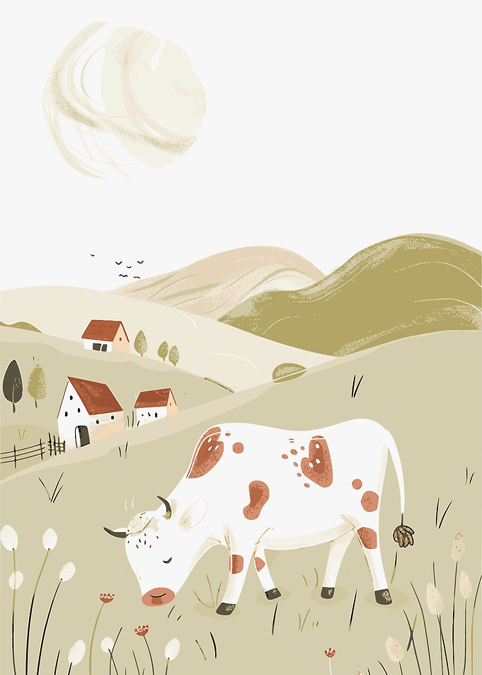 Grazing Cow Minimalist Art