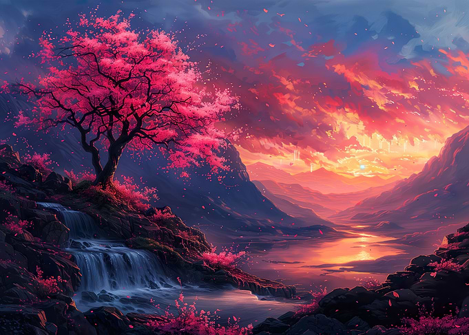 Cherry Blossom Landscape