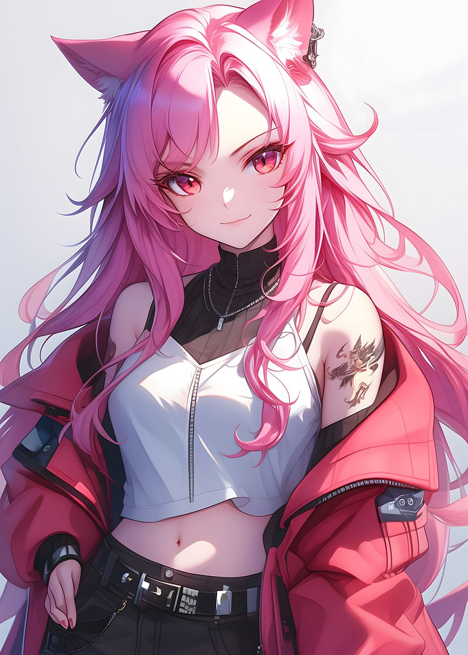 Neko Anime Girl Red Hair
