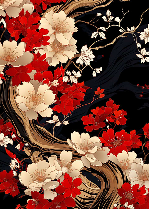 Blossoming Elegance — Japanese art metal poster
