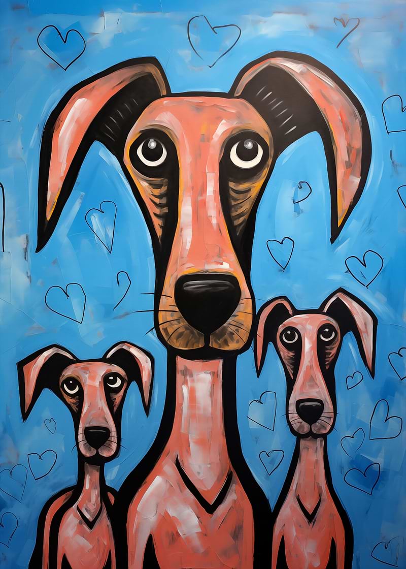 Surprised Pooch Trio — kids room metal wall art