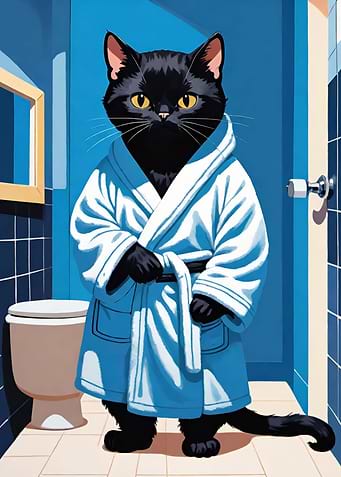 Cute Bathroom Cat Poster