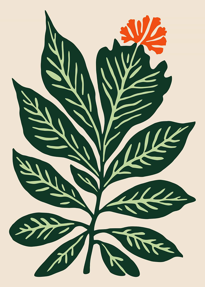 Retro Leaf Print