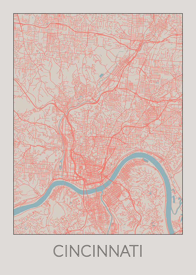 Cincinnati Vintage Map
