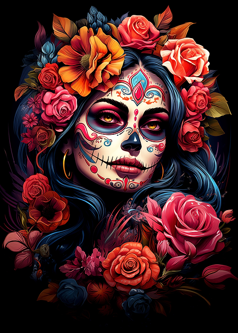 Vibrant Dia de Muertos — sugar skull metal wall art