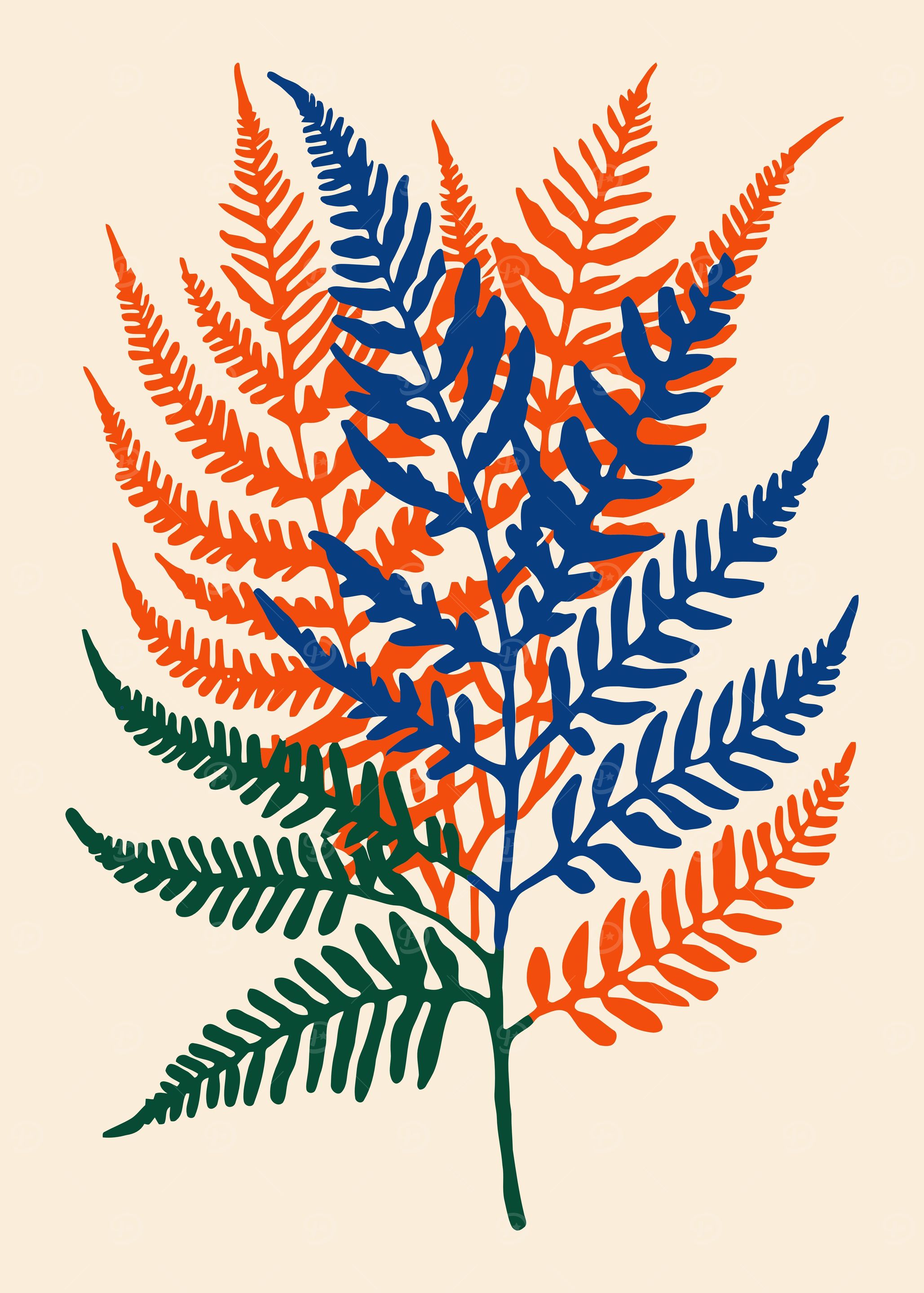 Colorful Minimalist Fern