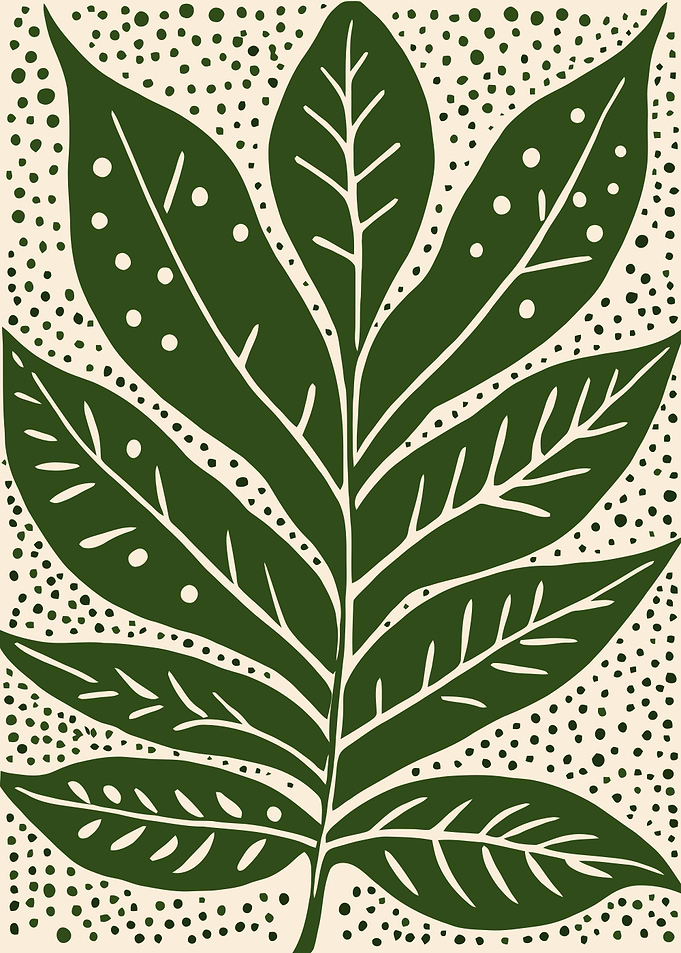 Green Big Leaf and Dots