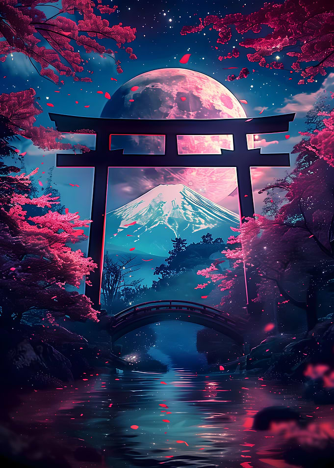 Torii Gate Moonlit Shrine