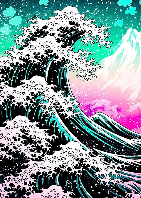 Classic Wave Reborn — Japanese art metal poster