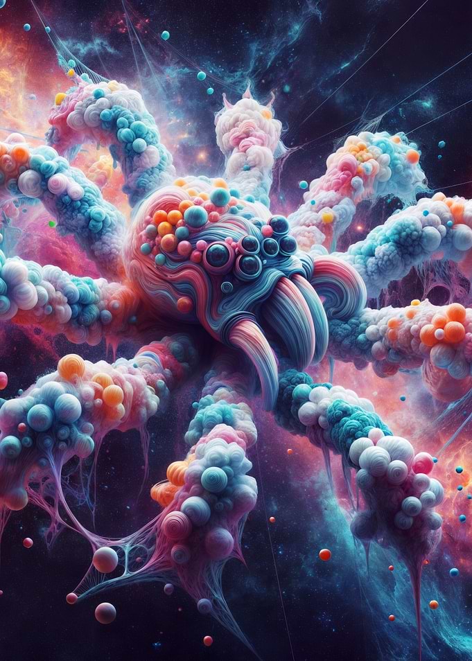 Cotton candy space spider