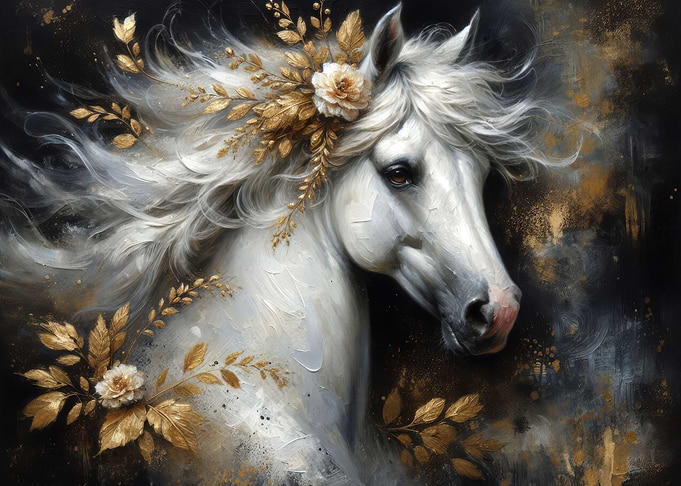 Golden Foliage Horse Art