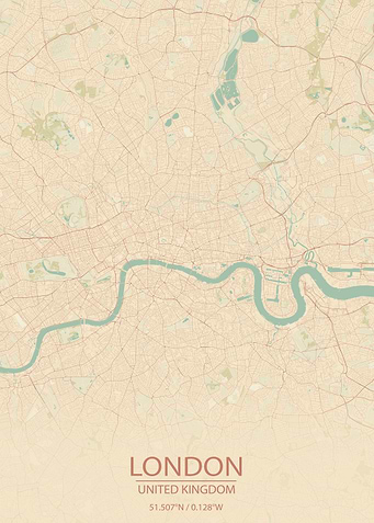 London UK Vintage City Map