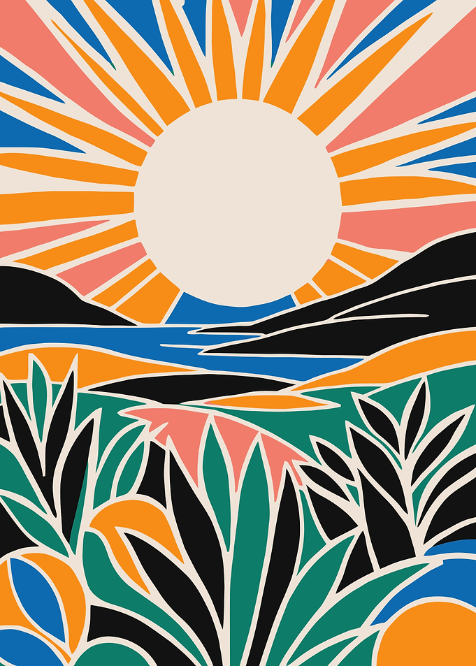 Retro Sunset Art