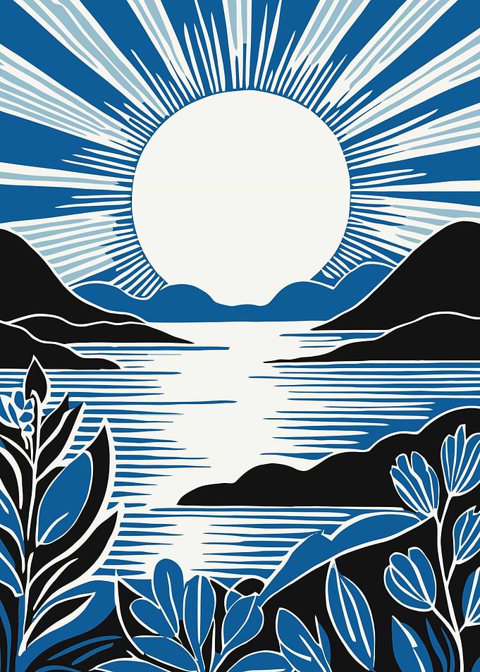 Blue Peaceful Sunset