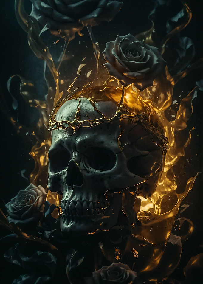 Skull with black and gold