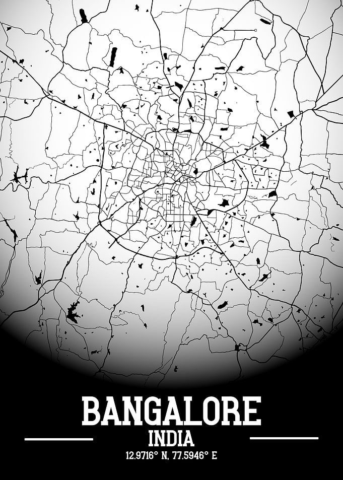 Bangalore City Map White