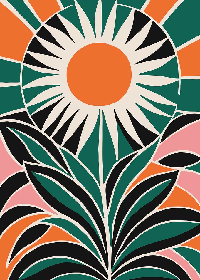 Colorful Retro Sunflower