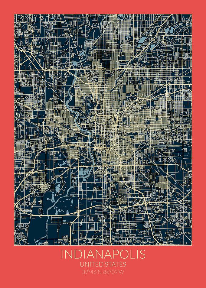 Indianapolis Map Red Blue