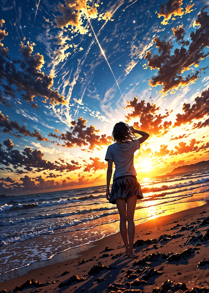 Gazing at a Fiery Sunset