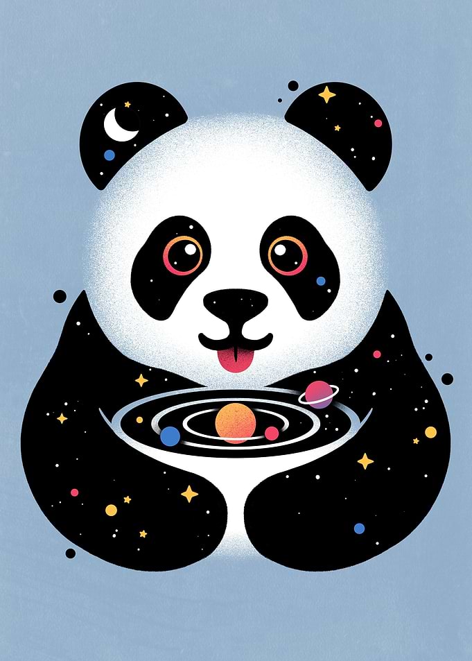 Panda hugging a galaxy