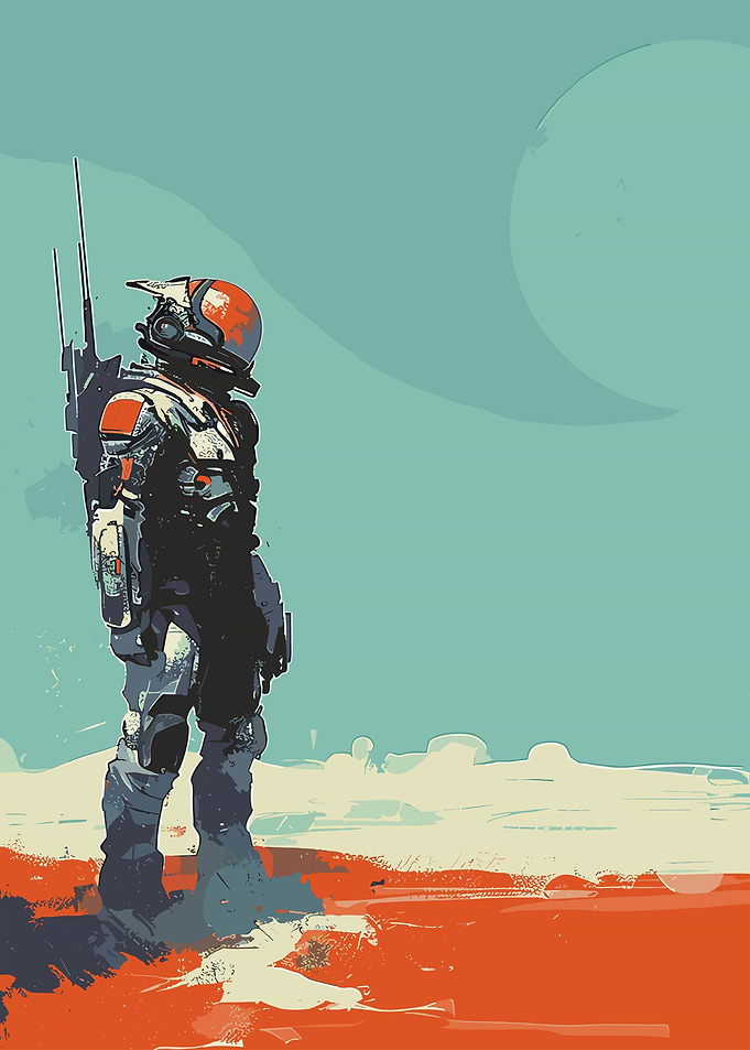 Astronaut Painting Vector