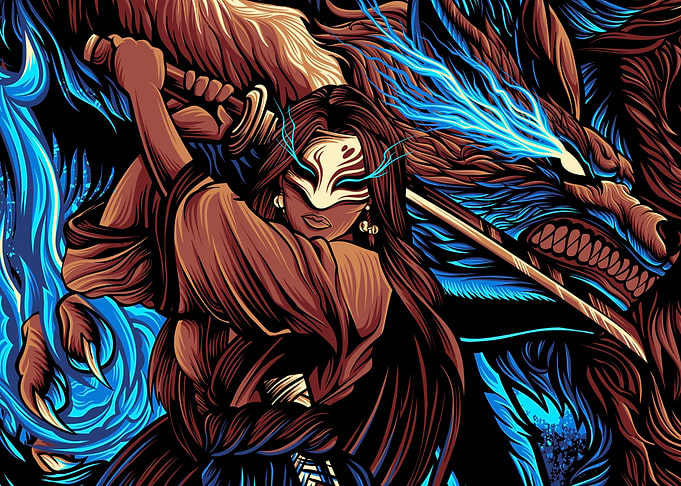 kyubi girl samurai
