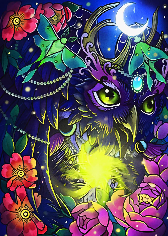 Lotus Flower Magical Owl