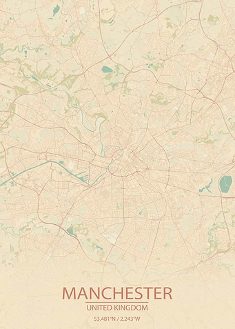 Manchester UK Old City Map