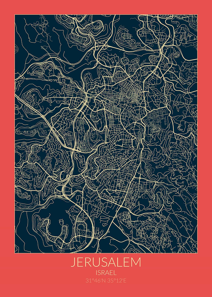 Jerusalem Red Blue Map