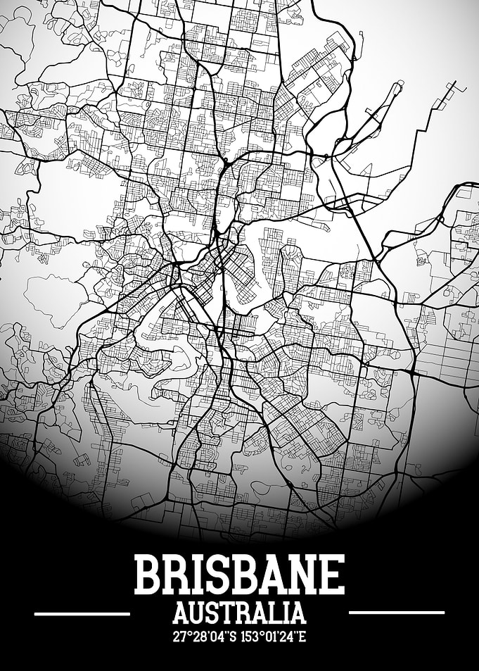 Brisbane City Map White