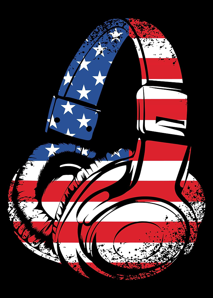 Gaming Headset US Flag Art
