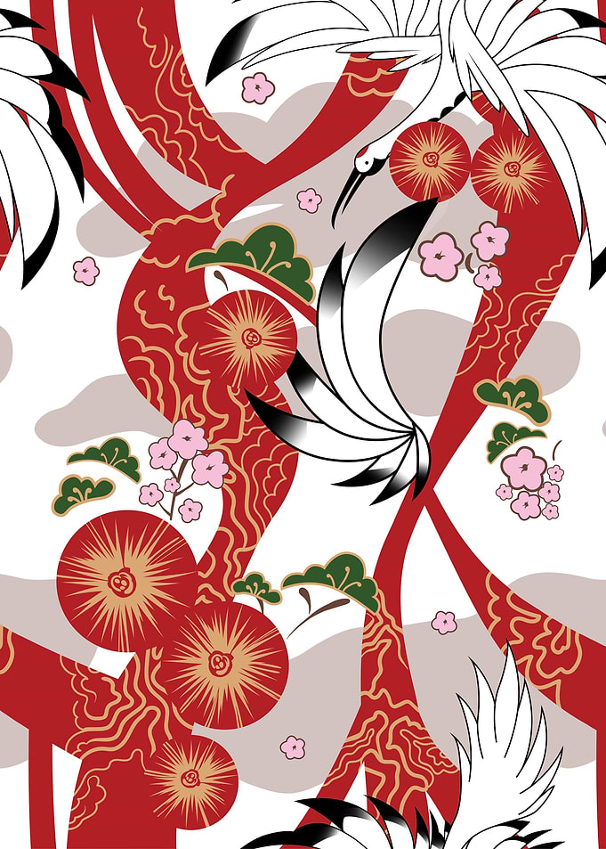 Swan with floral ribbon