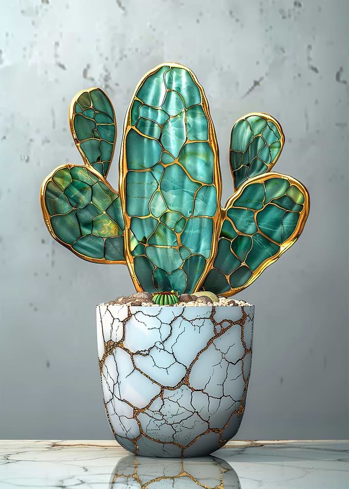 Abstract Kintsugi Cactus