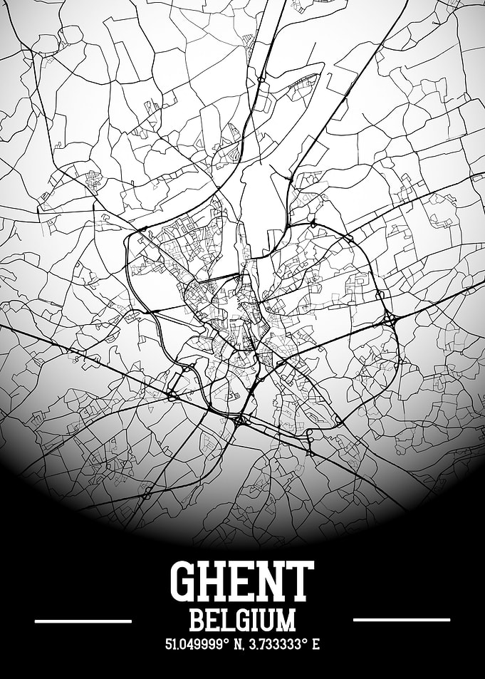 Ghent City Map White