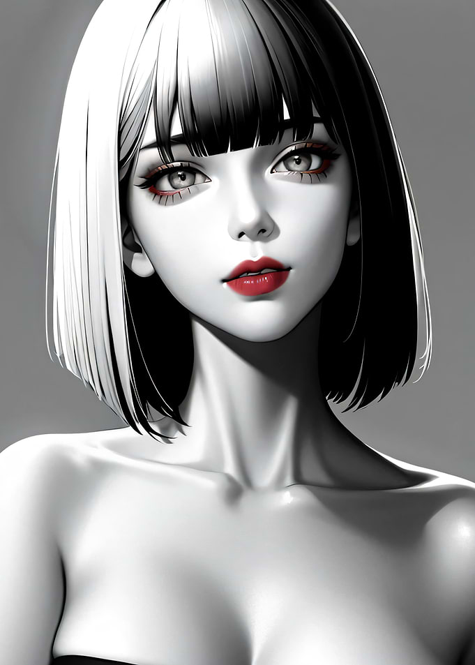 Beauty Girl With Red Lips