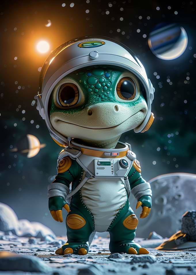 Velociraptor Dino in Space