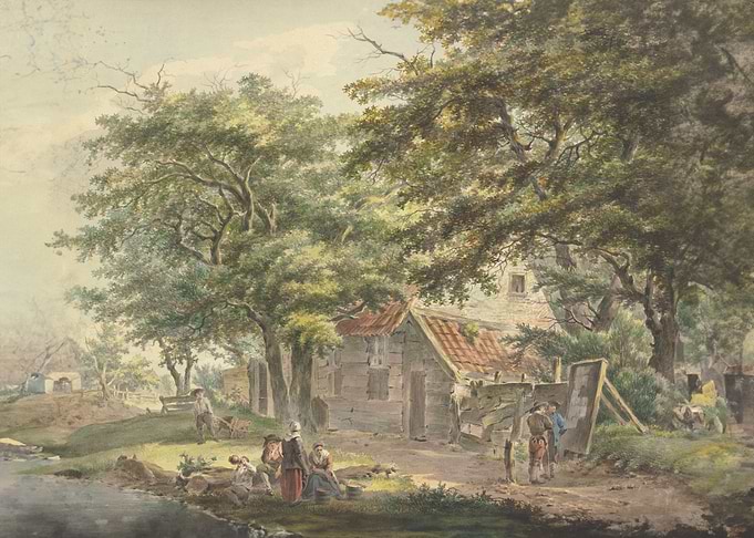 Farm under trees