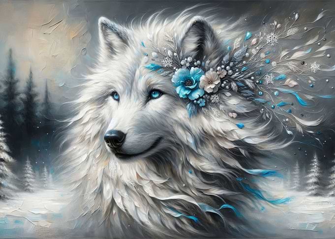 Fantasy Winter White Wolf
