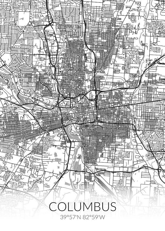 Columbus White Map