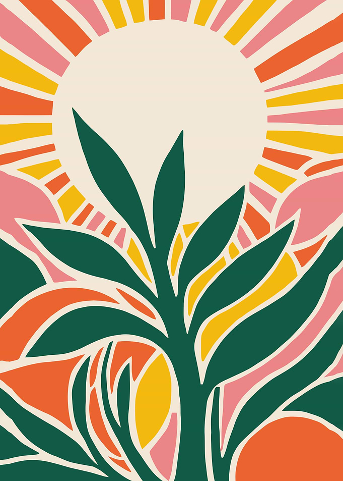Retro Floral Sunset