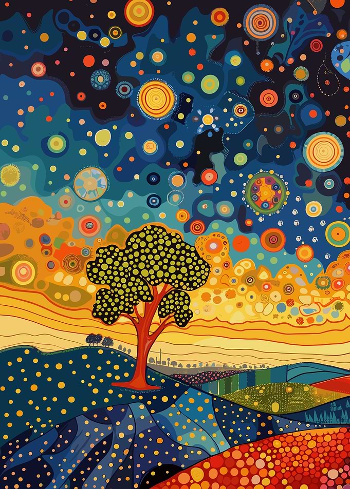 Morning Stars Klimt Style
