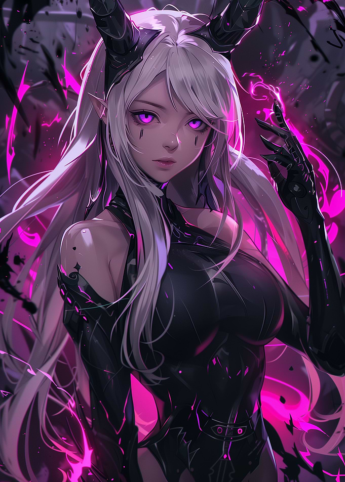 Pink Neon Anime Girl