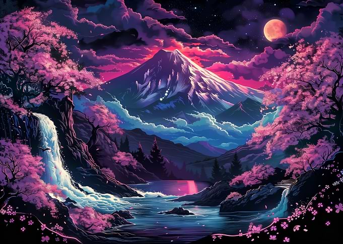 Neon landscape view art