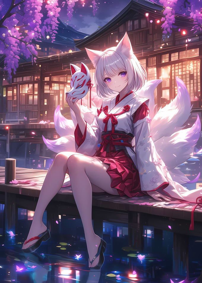 Tranquil Japanese Fox Girl