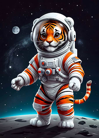 Cute Astronaut Tiger