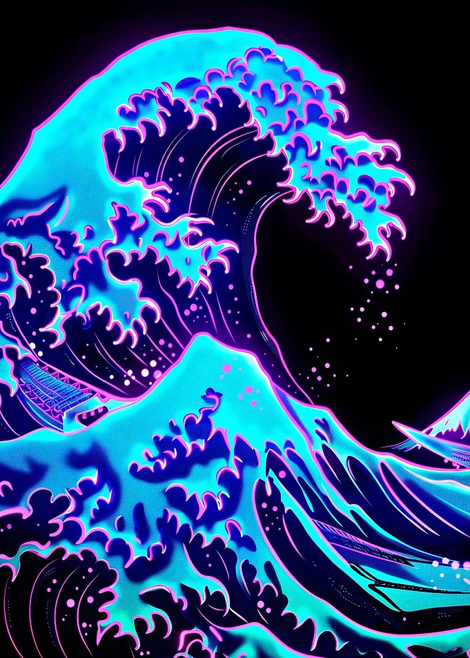 Neon great wave